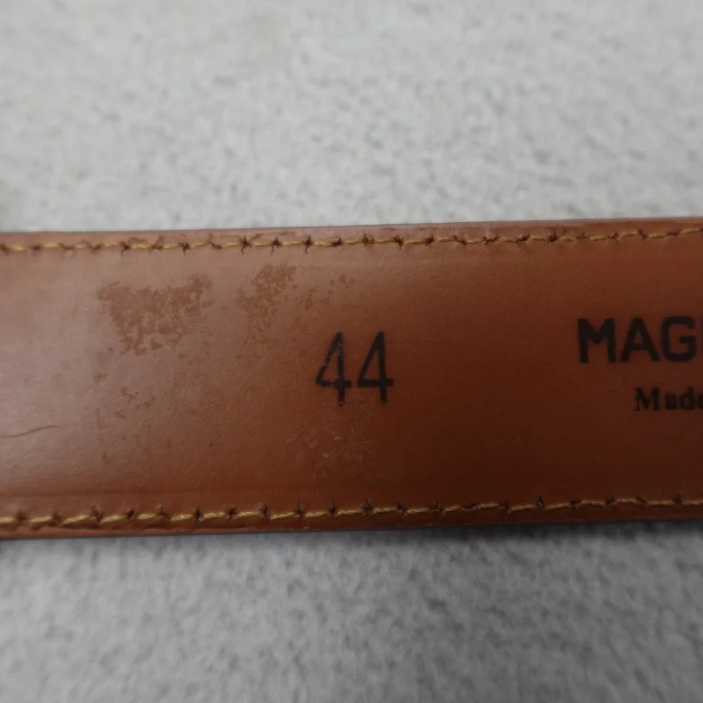 Magnanni Belt Mens 44 Brown Leather Dress Belt Made in Spain 1078